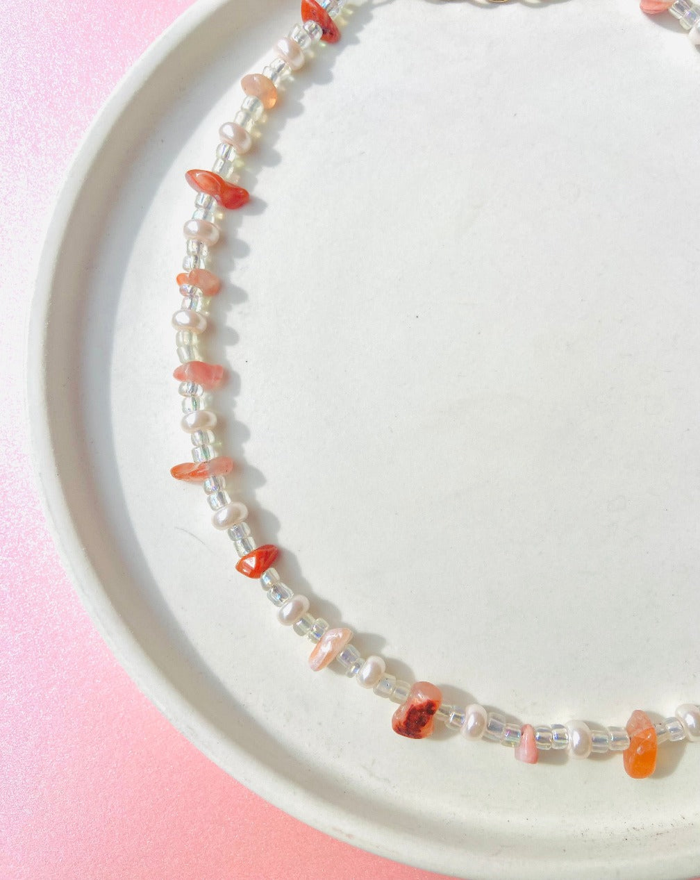 Carnelian with Pearl Necklace