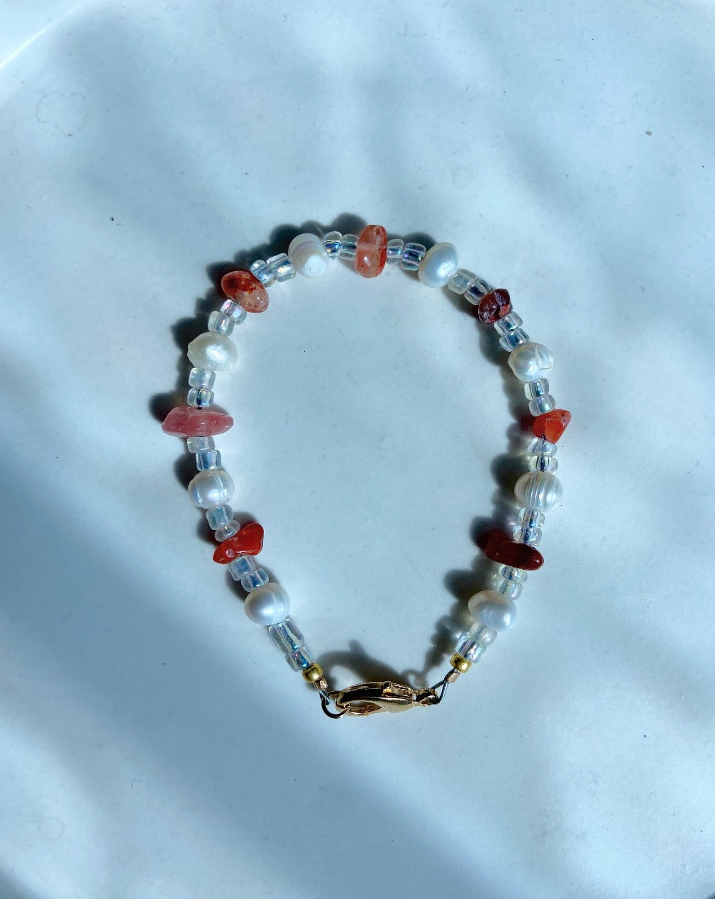 Carnelian with Pearl Bracelet