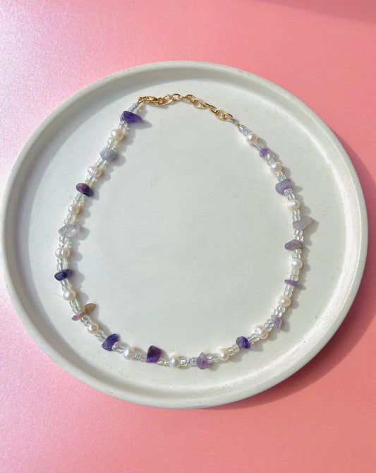 Amethyst with Pearl Necklace